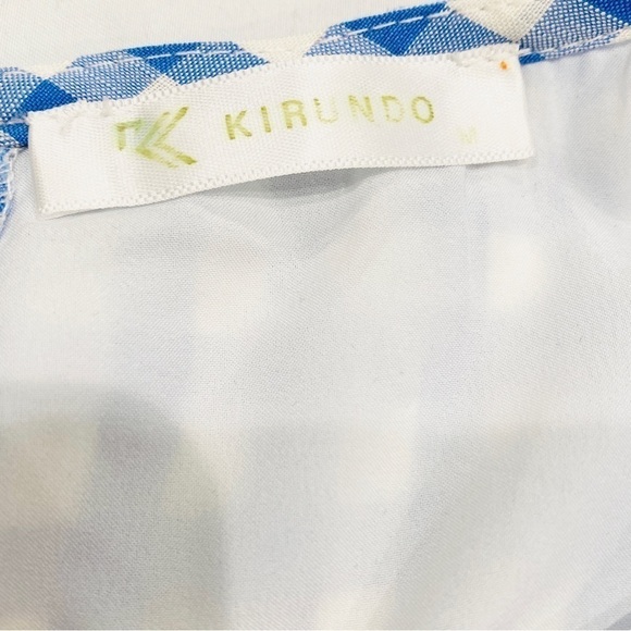 Kirundo Gingham Blue & White Ruffle Mini Dress - Picture 2 of 5